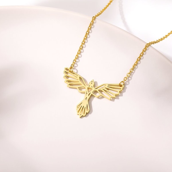 Rostfritt stål Phoenix Halsband Origami Bird Pendant Lucky Gift Chain Chokers Bijoux Femme Grossisthandel Dropshipping Smycken Silver Plated