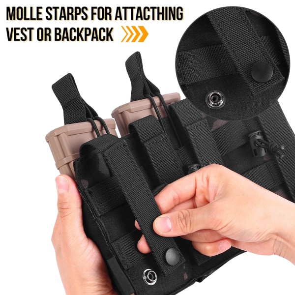 Tactical Molle Magazine Pouch Tactical Pouch Enkel/Dubbel/Triple Rifle Pistol Mag Pouch 2-lagers patronhållare för M4 M14 M16 Type 2-Black