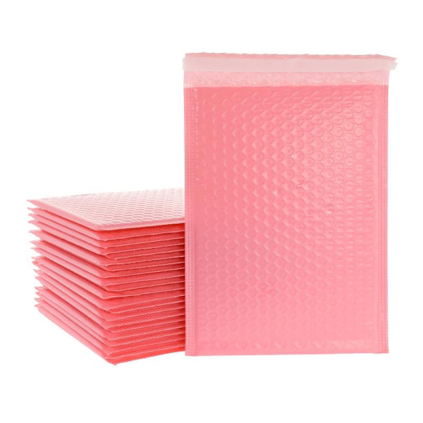 50 Styck Rosa Poly Bubble Mailers Vadderade kuvert Bulk Bubble Fodrade Wrap Polymailer påsar för frakt Förpackning Maile Self Seal pink-50pcs 15*20cm