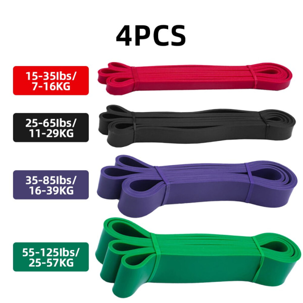 Heavy Duty Latex Resistance Band Set Elastisk Träning Sport Styrka Pull Up Assist Band Pilates Stretch för träning Fitness Ben 4 Pcs Set B