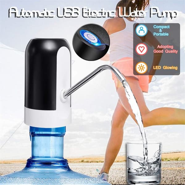 Bärbar vattenflaskpump USB laddning Elektrisk vattendispenser Pumpflaska Vattenpump Automatisk switch dricksautomat white