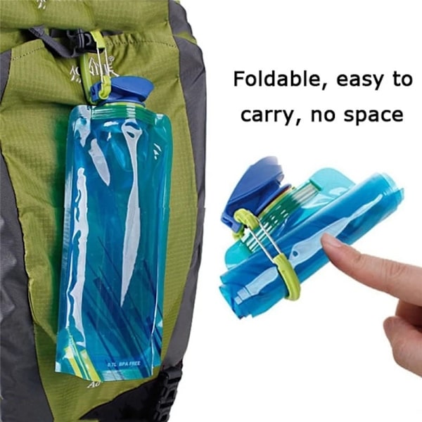 700 ml Bärbar Ultralätt hopfällbar vattenpåse Mjuk kolvflaska Utomhussport Vandring Camping Vattenväska Camping Vattenhink Red