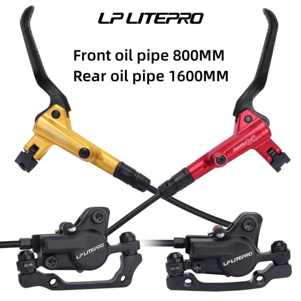 Litepro Cykelbromsar Set BMX Hydrauliska bromsar Skivbromsar för hopfällbara cykeltryck Bromsok Kolv 800MM/1600MM Med Rotor 160MM LP L-Rear Red