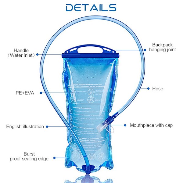 1L/1,5L/2L/3L vattenpåse Mjuk behållare Vattenbladd 3L