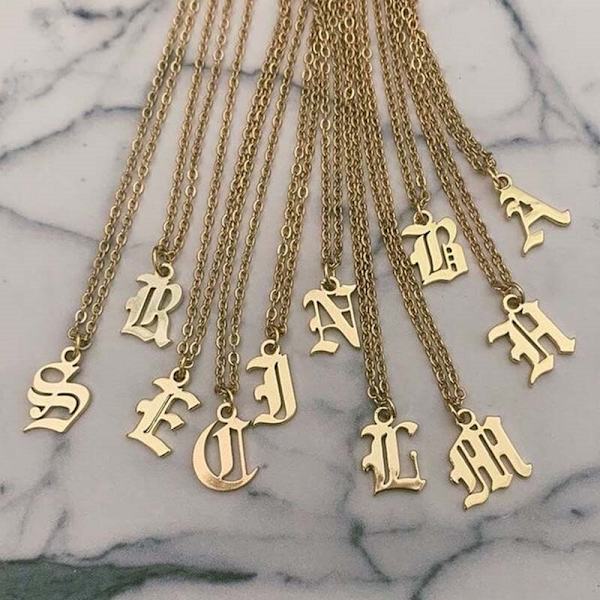 Gamla bokstäver halsband i rostfritt stål Ketting Rose Gold O