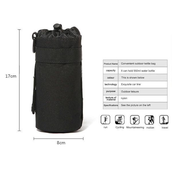 Outdoor Tactical Military Molle Water Bag Nylon Ca black