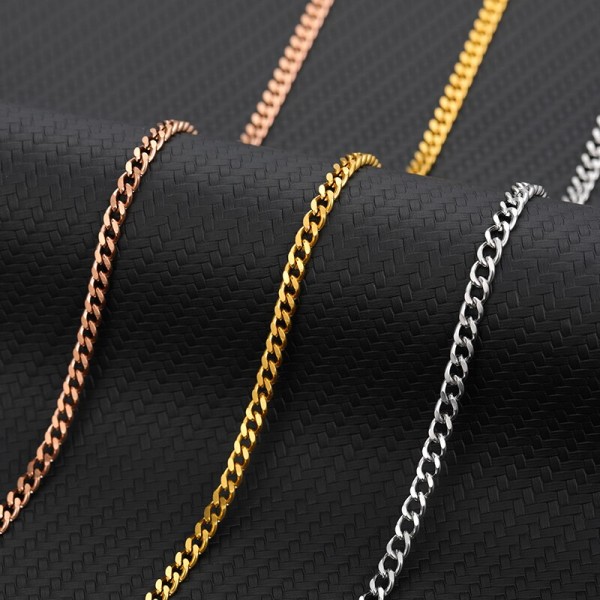 4MM Bredd Kubansk Link Chain Choker Halsband Kvinnor Män Mode Smycken Längd 16,9/17,7/19,7/21,7/23,6 tum Kubansk Chain Halsband 50CM(19.7 Inch) Platinum Plated