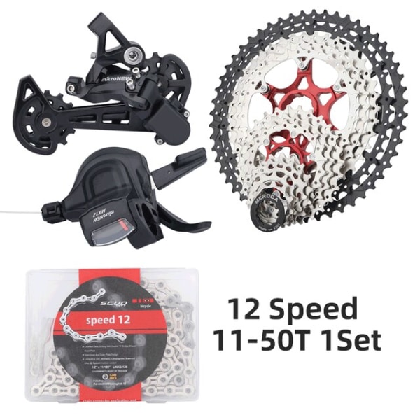 microNYTT Mountainbikesats 1x12V växelväxel med kabel 11-50T 11-52T 12-växlad MTB-kassett 12S-kedja 12 Speed 50T 1Set