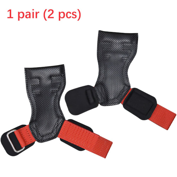 Lifting Grips PRO Weight Gloves Heavy Duty Skivstång PU Grips-Red-Hole