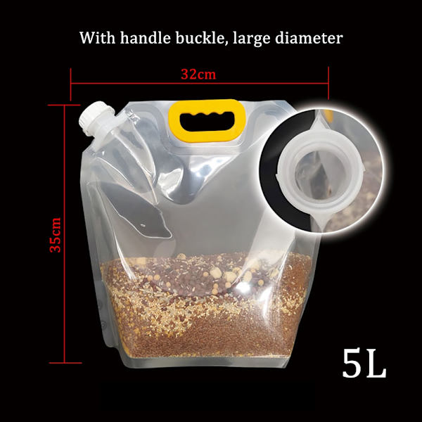1,5/3/5L hopfällbar ölpåse Transparent Stand-Up Plast Juice Mjölkförpackningspåse Utomhuscamping Vandring Bärbara vattenpåsar 5L Big mouth