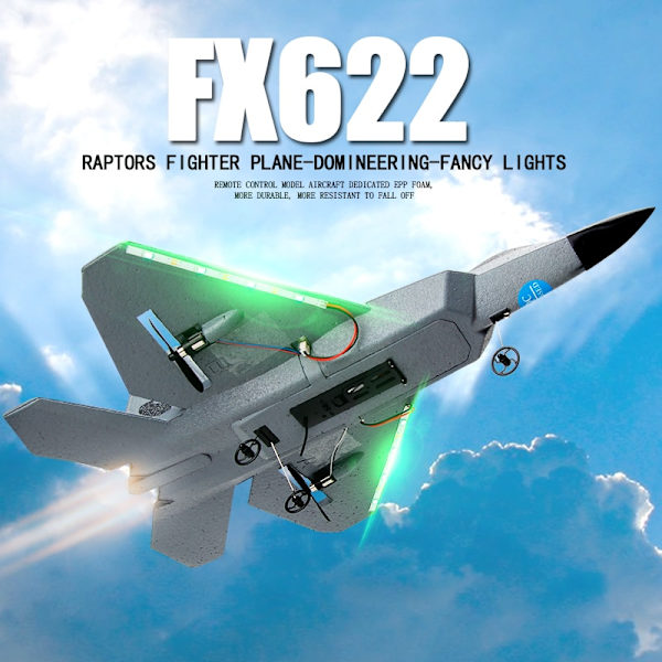 RC Foam Aircraft FX622 FX822 Plane 2.4G Radio Control Glider Fjärrkontroll Fighter Plane Glider Flygplan Pojkar Leksaker för barn FX822 2 Battery