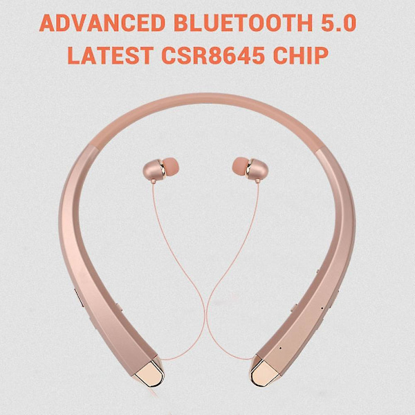 Bluetooth hörlurar, trådlöst halsbandsheadset med automatiskt infällbara hörlurar, svettsäkra sportstereohörlurar med mikrofon