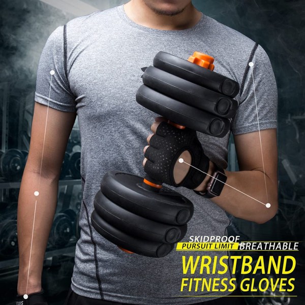 Fingerlösa träningshandskar Viktlyft för män och kvinnor BLACK-ORDINARY XL