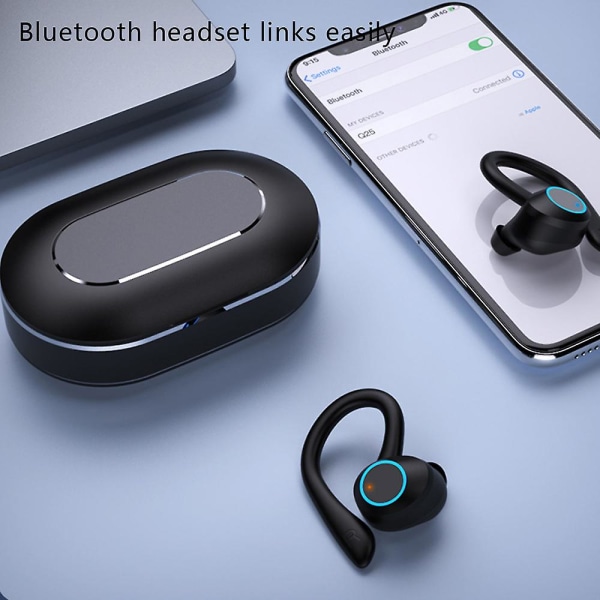 Trådlösa hörlurar Bluetooth 5.1 hörlurar, brusreducerande träningshörlurar med case