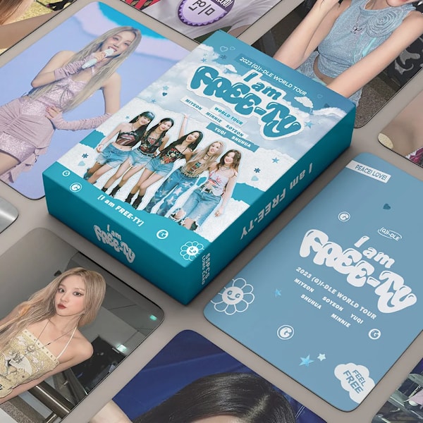 55st/kartong Kpop GIDLE Nytt album JAG KÄNNER fotokort I am FREE-TY lomo-kort IVE Vann Young MÖRKBLODS-fotokort 04