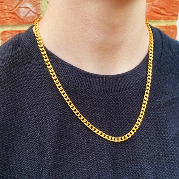 4MM 5MM 7MM 8MM Cuban Link Chain Choker Halsband 5MM Platinum Plated