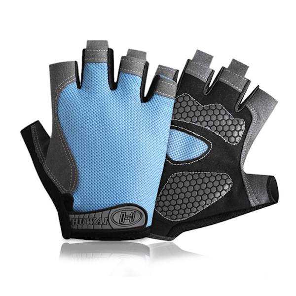 Gym Handskar Herr Half Finger Cykelhandskar Dam Mi Silicone Sky Blue L