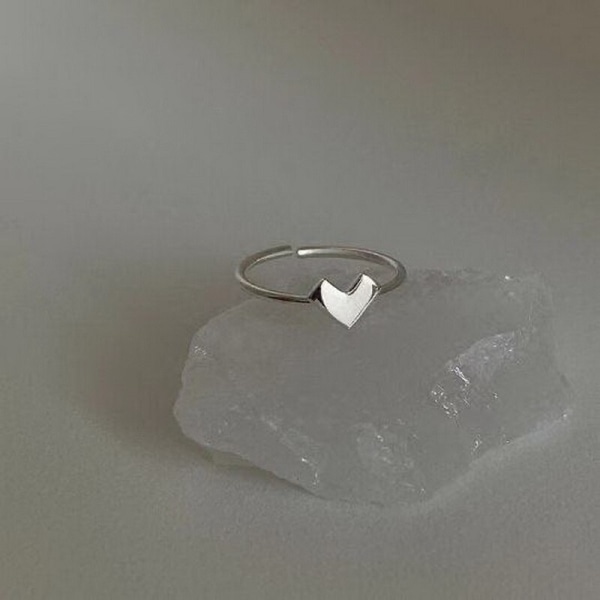 Silverfärg Ihålig hjärtform Öppen Ring Set Design Söt Mode Kärlek Smycken För Kvinnor Tjejpresenter Justerbar födelsedagsfest style3