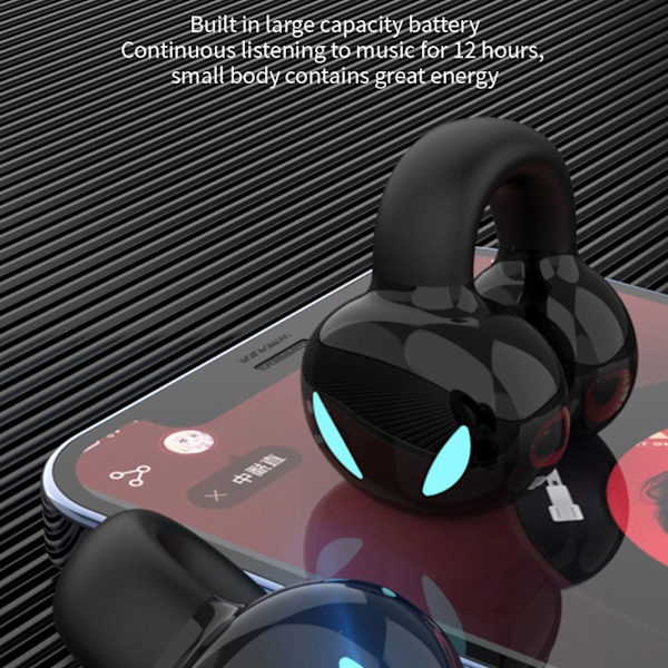 Trådlöst Bluetooth Headset Clip Earbuds Sports Black