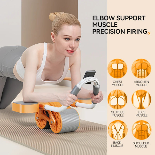 TUDEEN Automatisk Rebound Bukhjul Armbågsstöd AB Wheel Roller För Core Workout Med Timer Bukhjul