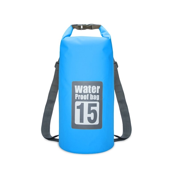 PVC Vattentät Torrväska 5L/10L/15L/20L/30L Utomhusdykning Vikbar förvaring Strandsimväska Rafting River Ocean Ryggsäck 15L Sky Blue
