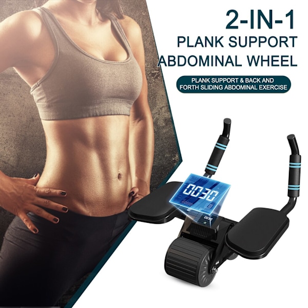 Abdominal Exercise Roller Dual Wheel Design Abdomi Gray with Timer