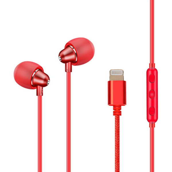 Öronsnäckor In-ear-hörlurar kompatibla med Iphone 11 Pro Max Iphone X/xs/xr Iphone 8/8 Plus/7/7 Plus, trådbundna hörlurar Inbyggd mikrofon med kontroll red