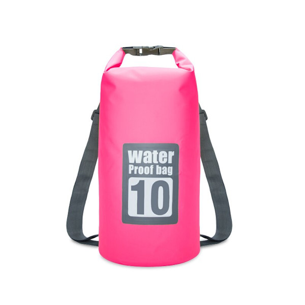 PVC Vattentät Torrväska 5L/10L/15L/20L/30L Utomhusdykning Vikbar förvaring Strandsimväska Rafting River Ocean Ryggsäck 10L Pink