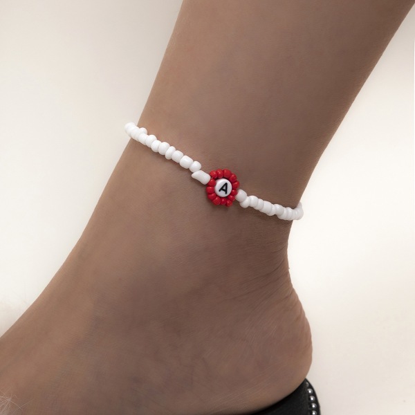 Pastoralfärgad pärlbokstäver Halsband Armband Enkel akrylbokstäver pärlhalsband Ring Yellow 0393