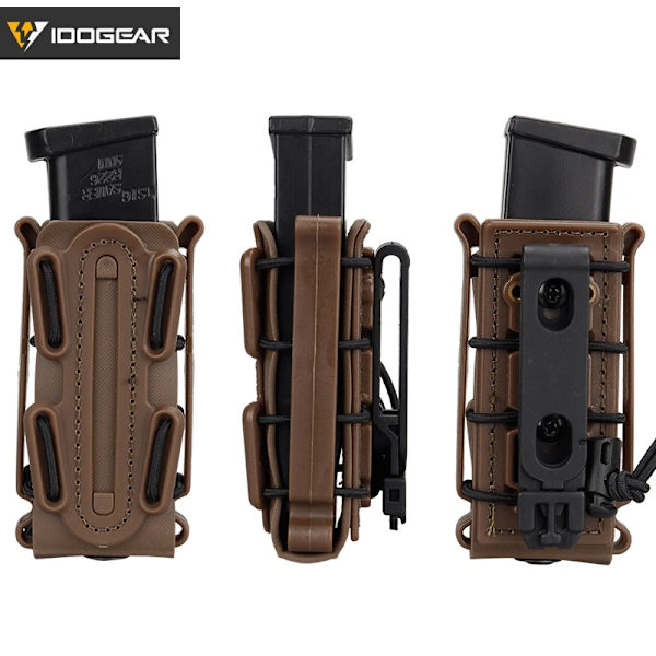 IDOGEAR Tidningspåsar Fastmag Bältesklämma plast Molle påse väska 9 mm softshell G-kod Pistol Mag Carrier hög dark earth