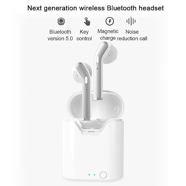 Bluetooth 5.0 Wireless Earbuds, Tws Wireless Earbud Hörlurar In-ear hörlurar med case, Headset Inbyggd mikrofon för mobiltelefon/körning white
