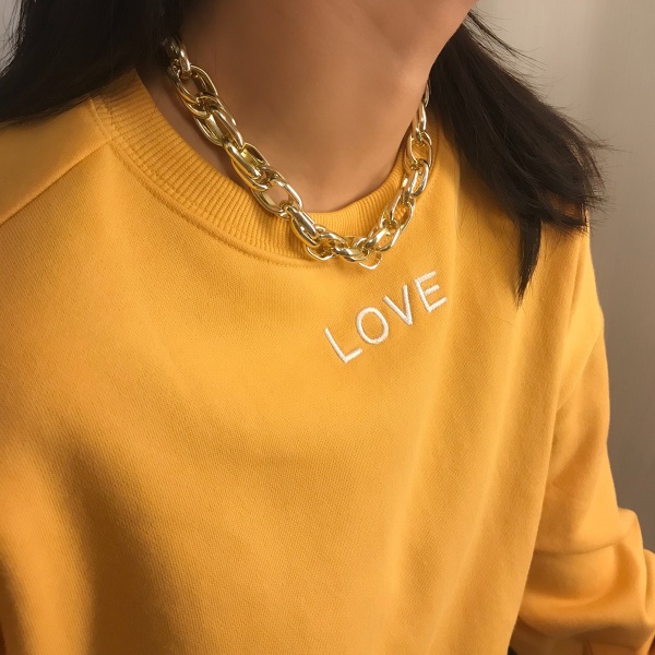 Prydnad Punk Retro Lätt Matchande Kort Halsband Dam Enkel Twist Tjocka remmar Personligt Halsband Gold 2326