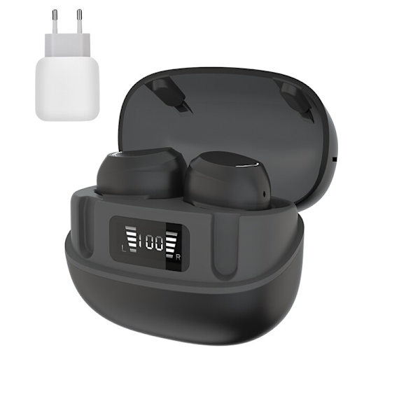 U6 för iPhone X XR Samsung Xiaomi trådlösa hörlurar Charger Black Gray