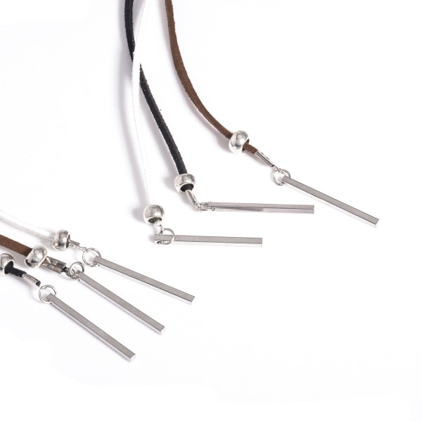 Halsband Populära element Minimalistiskt mode Handstickning Garn Metallremsa Långt halsband C1606 C0879 White
