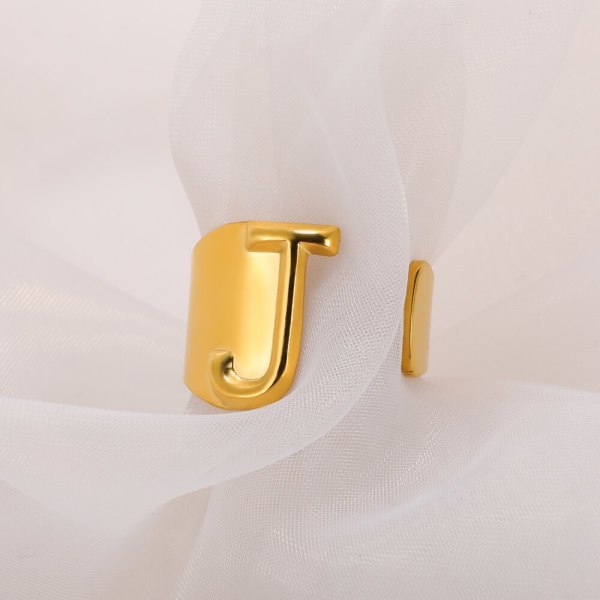 Mode Justerbara initialer Ringar Rostfritt stål A-Z Bokstäver Ringar För Kvinnor Alfabet Smycken bague femme Festpresent Gold-color U