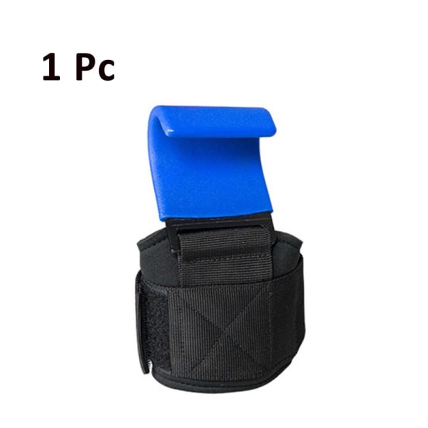 Tyngdlyftande krokgrepp vadderade med handledslindningar Hand-Bar Styrkelyftshandskar Kraftiga Pull-ups Krokar Gymträningsremmar 1Pc Blue