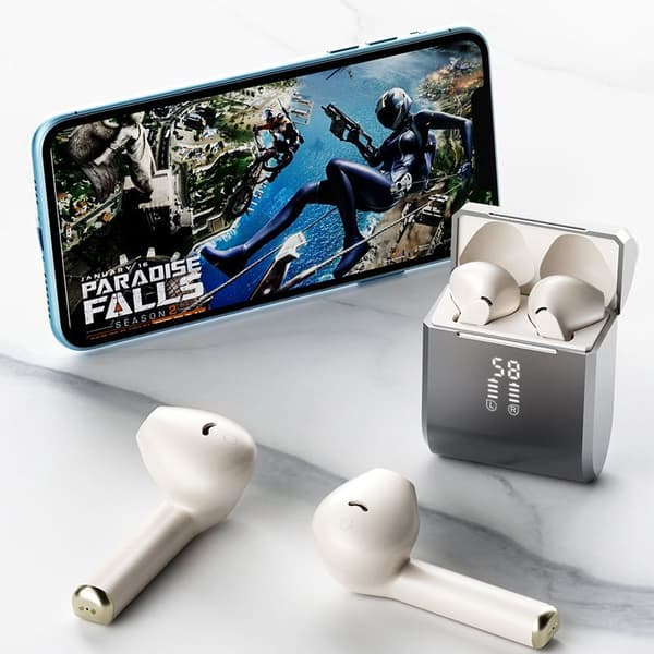 M5 TWS Bluetooth hörlurar Trådlösa hörlurar Blå Silver