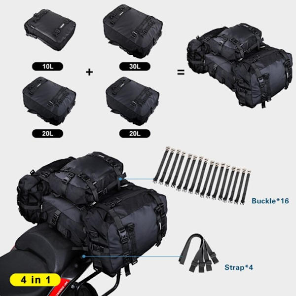 Motorcykel baksätesväska Ryggsäck 10L20L30L Vattentät Bagagepaket Multifunktionell 4 IN 1 Utomhusåkning Motocrossförvaring Yellow 10