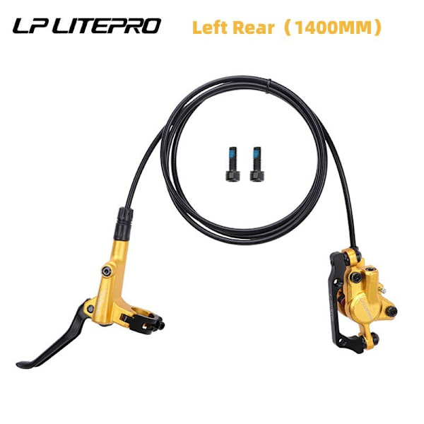 Litepro Cykelbromsar Set BMX Hydrauliska bromsar Skivbromsar för hopfällbara cykeltryck Bromsok Kolv 800MM/1600MM Med Rotor 160MM LP L-Rear Gold
