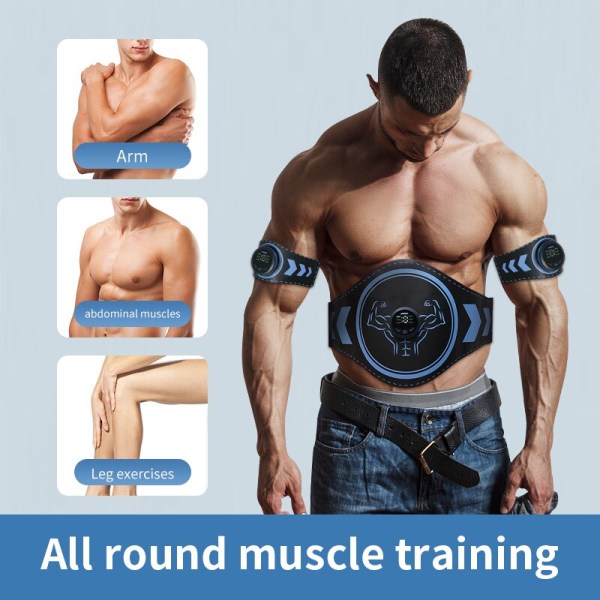 ABS Muskelträning EMS Trainer Muskelstimulator Fitness Toning Bälte Gym Träning Midja Ben Arm Banta Viktmaskin Män Kvinnor 2arm and belt