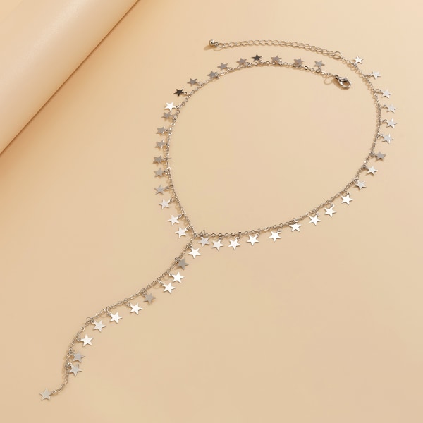 Ornament Matchande lång Y-formad Xingx tofs tröja kedja halsband Enkelt elegant metall halsband Gold 4754
