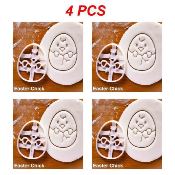 1~5 STK 1-påsk Cookie Cutter Bakverk Påskhare Kanin Molds Kökstillbehör Bakverktyg Barnpresent påsk Style B 4pcs