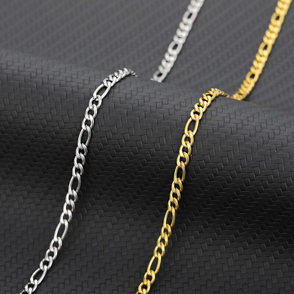 2022 Mode Klassiskt Figaro Kedja Halsband Kvinnor Rostfritt Stål Lång Kedje Halsband Män Smycken Bästa Vänner Gåvor 60cm Platinum Plated