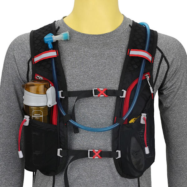 Ultralätt Trail Running Ryggsäck Utomhus Sport Cykling Hydration Väst Pack Ryggsäck Väska 1,5 L vattenpåse Blåsa Red Backpack only