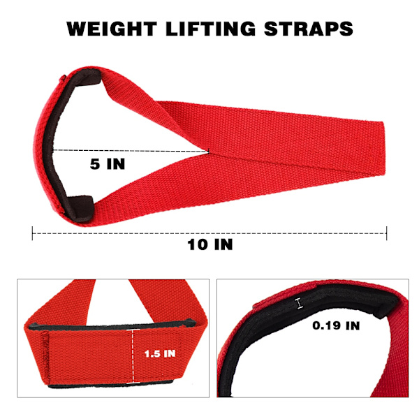 1 par Gym Lyftremmar Fitness Handskar Hand Wris 8 Straps-RED