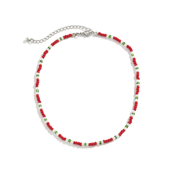 Prydnad Enkel personlighet Färgglada risformade pärlor Strängade pärlor Halsband Dam Jul All-Match Sweet Cool Single-Layer Halsband Model 5 White K 5385