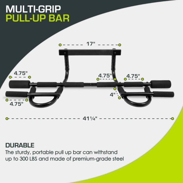 Multi-Grip Chin-Up/Pull-Up Bar, Heavy Duty Doorway Trainer Foldable