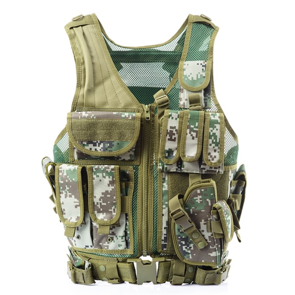 Outdoor Summer Mesh Andas träningsväst Multifunktionell Special Forces Väst Cs Field Tactical Väst CP camouflage Average code (size adjustable)