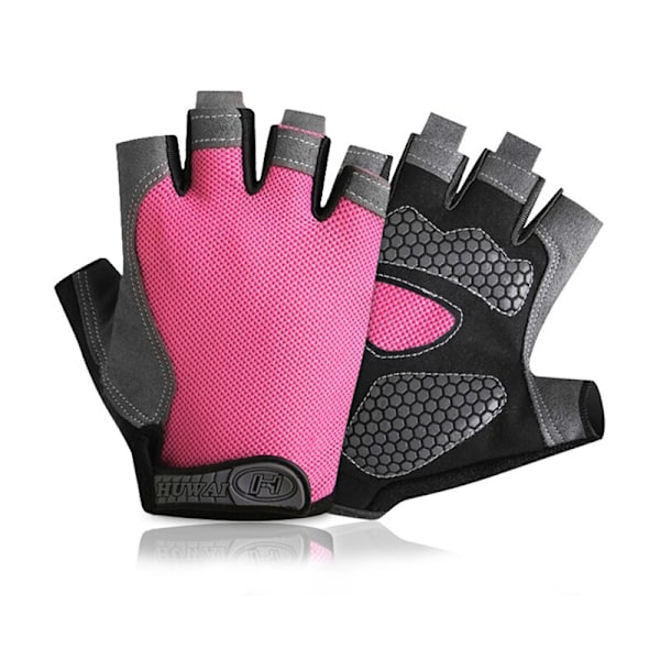 Gym Handskar Herr Half Finger Cykelhandskar Dam Mi Silicone Pink M