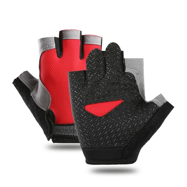 Gym Handskar Herr Half Finger Cykelhandskar Dam Mi Normal Red XL